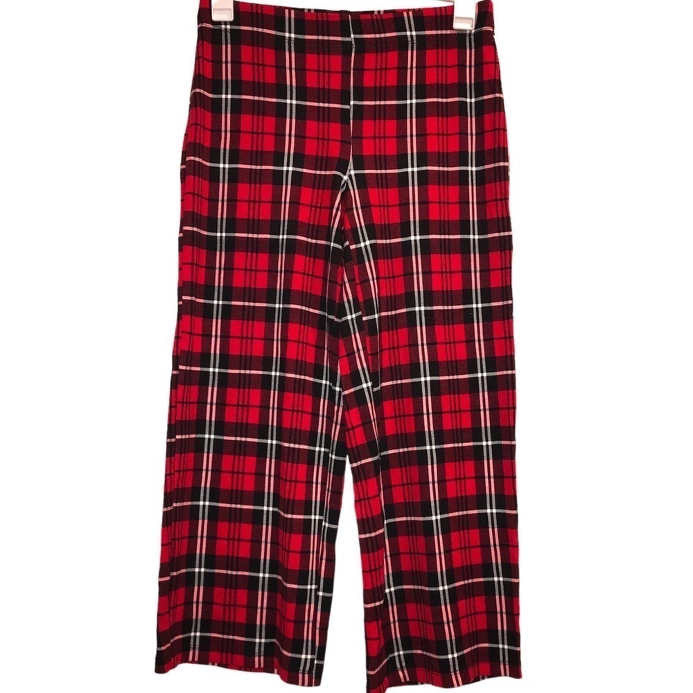 Jules & Leopoldo Plaid Pull On Flare Crop Pant Legging M